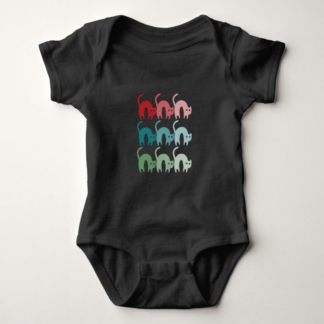 Färgfull katter Baby-bokostin, fast design T Shirt (Framsida)