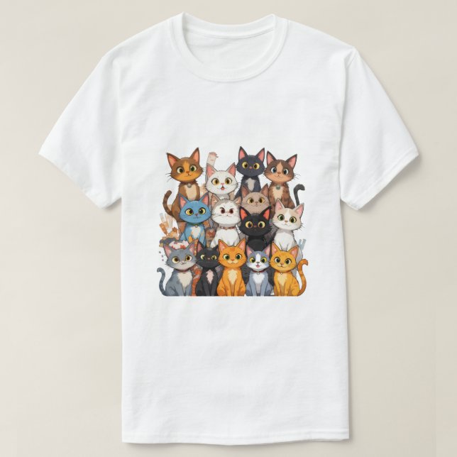 Färgfull katthantering - Cute och Playor Artwor T Shirt (Design framsida)