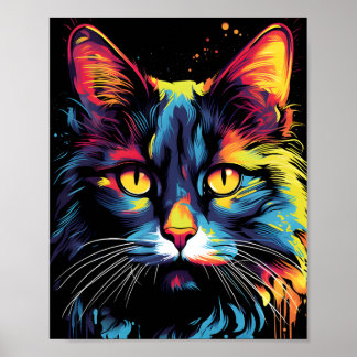 Färgfull kattillustration poster