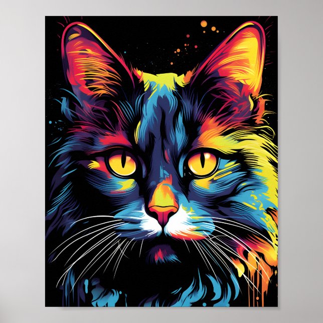 Färgfull kattillustration poster (Framsidan)