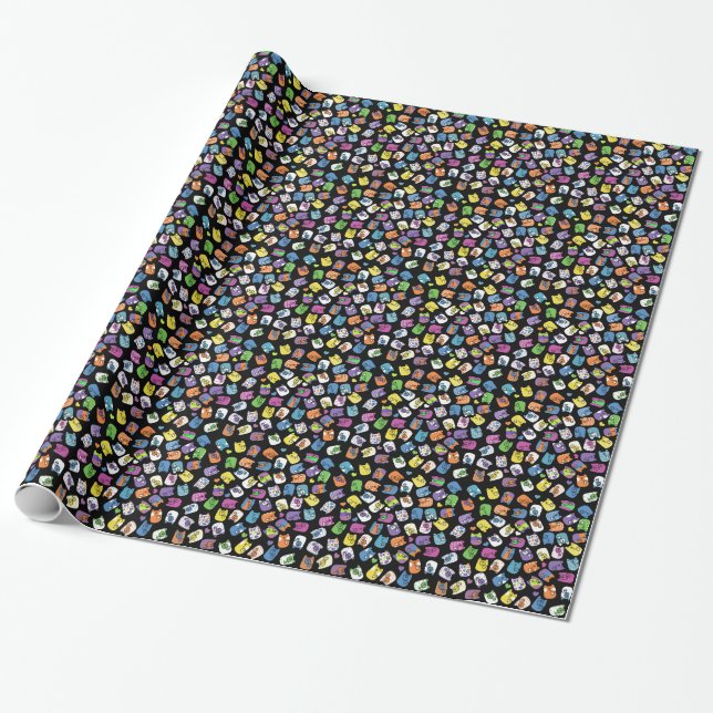 Färgfull kattkollage presentpapper (Utrullad)