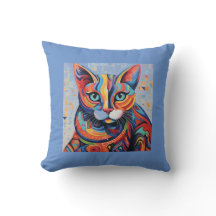 Färgfull kattkudde