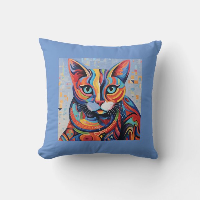 Färgfull kattkudde kudde (Framsida)