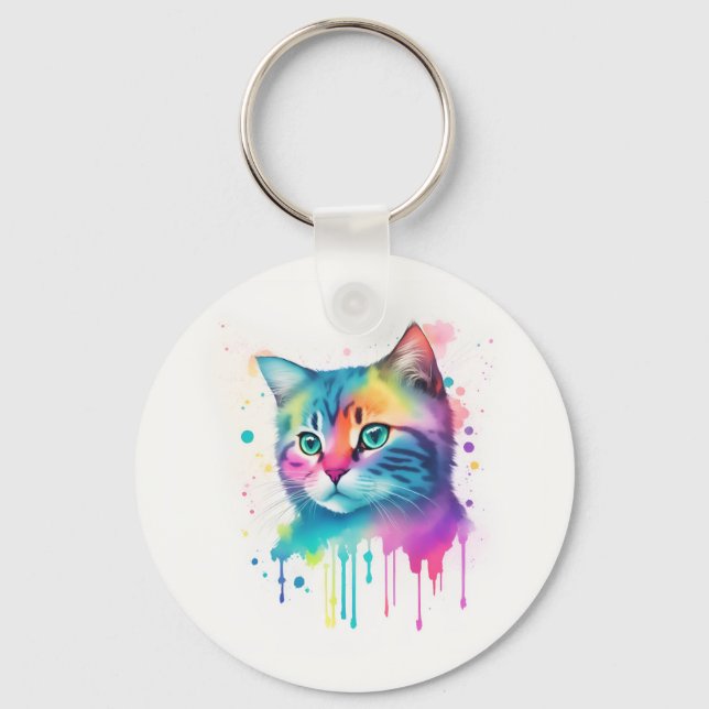 Färgfull kattnyckelkedja nyckelring (Framsida)