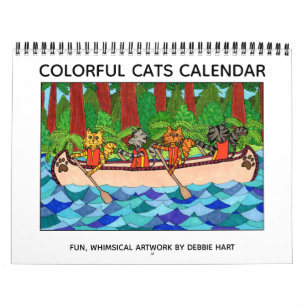 Färgfull katts Roligt Cute Whimsical 2022 Kattung Kalender