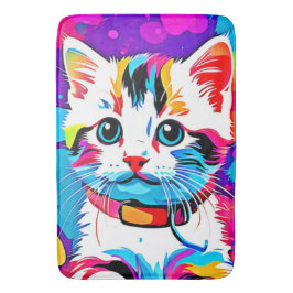 Färgfull Kattunge Art Badrumsmatta