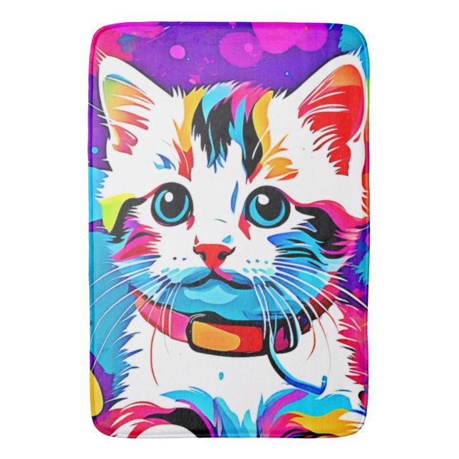 Färgfull Kattunge Art Badrumsmatta (Framsidan (Vertikal))