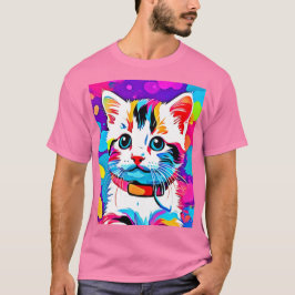 Färgfull Kattunge Art T Shirt