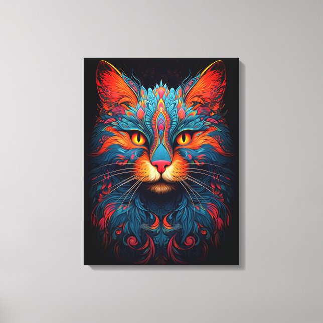 Färgfull Kattunge-djursliknande Fantasy Art Canvastryck (Framsida)