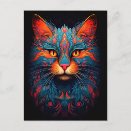 Färgfull Kattunge-djursliknande Fantasy Art Vykort