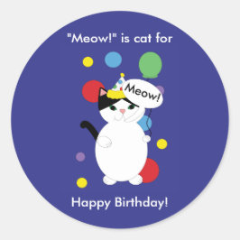 Färgfull Kattunge Funny Meow Birthday Personalize Runt Klistermärke