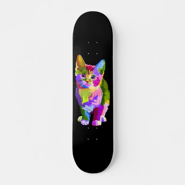 Färgfull Kattunge Mini Skateboard Bräda 18,5 Cm (Framsida)