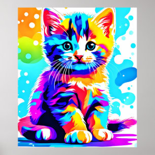 Färgfull Kattunge Stänk Poster