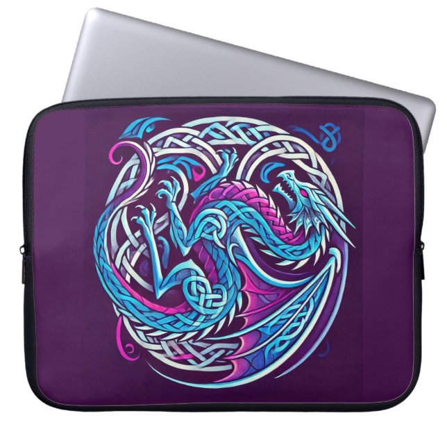 Färgfull keltisk dragon också laptop fodral (Framsidan)