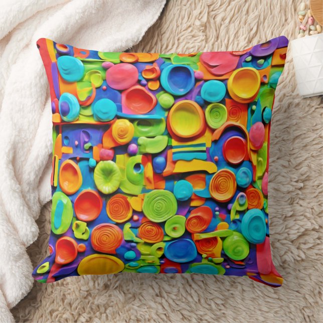 Färgfull keramisk konst kudde (Filt)