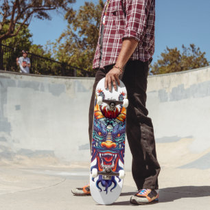 Färgfull kinesisk dragon mini skateboard bräda 18,5 cm