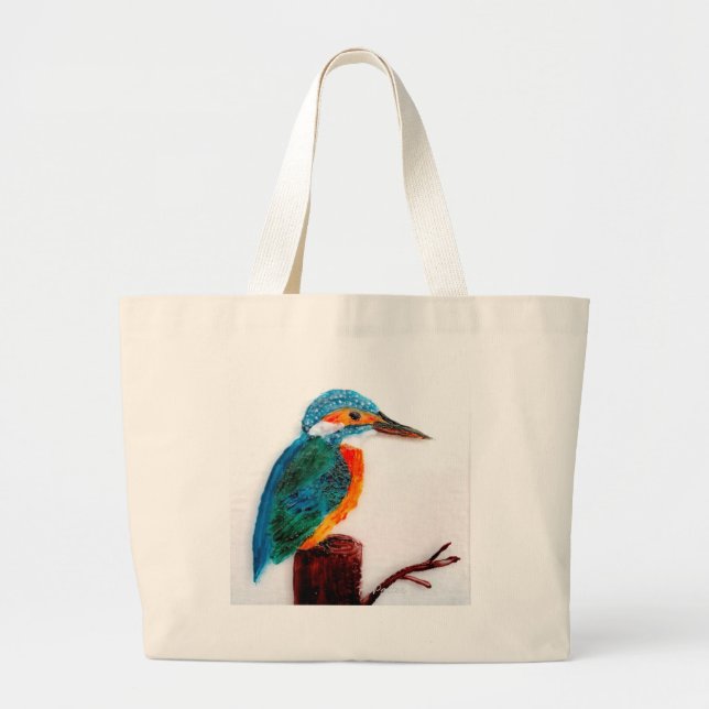 Färgfull Kingfisher Art Jumbo Tygkasse (Framsidan)