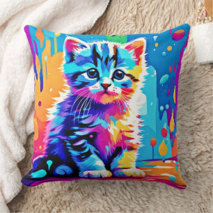 Färgfull Kitten design Kudde