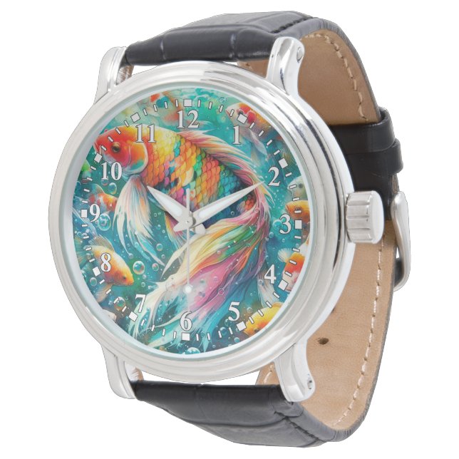 Färgfull Koi Fish Watch Armbandsur (Vinklad)
