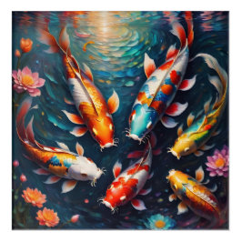 Färgfull koi-fisk 3, glättande Poster