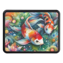 Färgfull koi Fisk Vitaktisk vattenfärgad Orange Te Dragkroksskydd