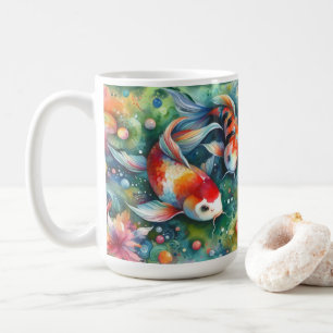 Färgfull koi Fisk Vitaktisk vattenfärgad Orange Te Kaffemugg