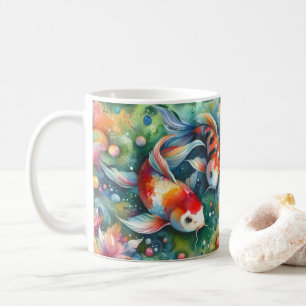 Färgfull koi Fisk Vitaktisk vattenfärgad Orange Te Kaffemugg
