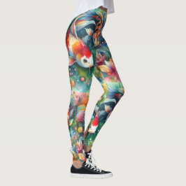 Färgfull koi Fisk Vitaktisk vattenfärgad Orange Te Leggings