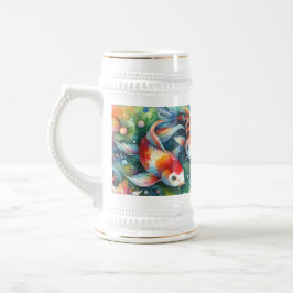 Färgfull koi Fisk Vitaktisk vattenfärgad Orange Te Sejdel