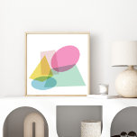 Färgfull kollage av ljusa geometriska former poster<br><div class="desc">En snyggt och en enkel kollage med geometriska former i en färgfull palett med rosa,  grönt och blått.</div>