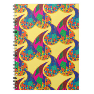 Färgfull konfetti abstrakt Paisley Rainbow droppar Anteckningsbok
