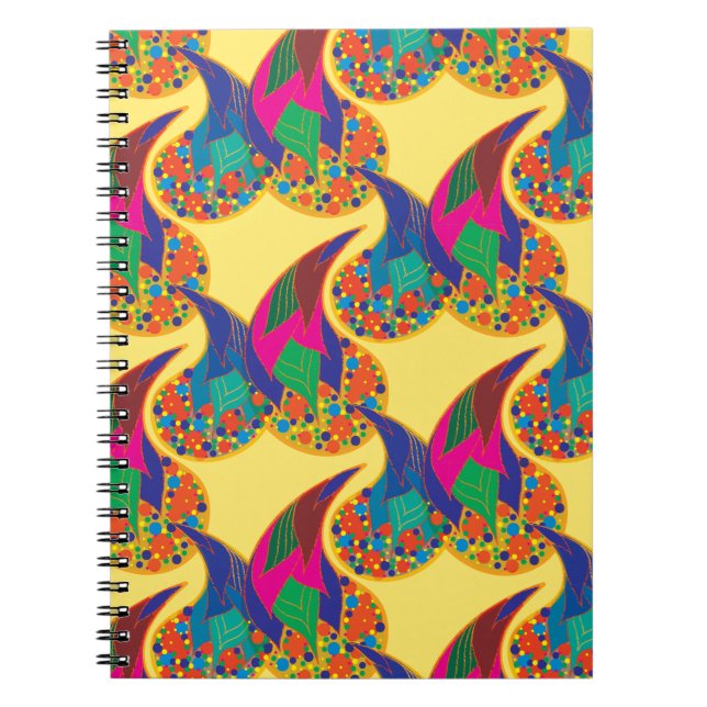 Färgfull konfetti abstrakt Paisley Rainbow droppar Anteckningsbok (Framsidan)