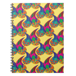 Färgfull konfetti abstrakt Paisley Rainbow droppar Anteckningsbok Med Spiral