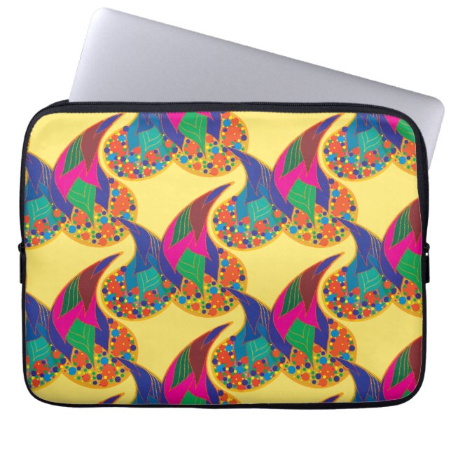 Färgfull konfetti abstrakt Paisley Rainbow droppar Laptop Sleeve (Framsidan)