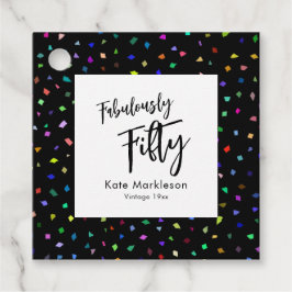 Färgfull konfetti Fabulous 50 Black & White Gåvor Etiketter