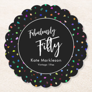 Färgfull konfetti Fabulous 50 Party Black Underlägg Papper