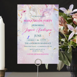 Färgfull konfetti MasqueraParty födelsedag Inbjudningar