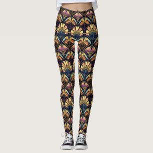 Färgfull konst med dekoinspirerad Fläkt, mönstrad Leggings