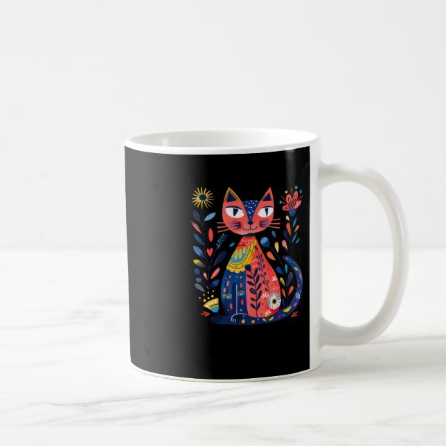 Färgfull konsthantillustration med Blommigt Öl Kaffemugg (Höger)