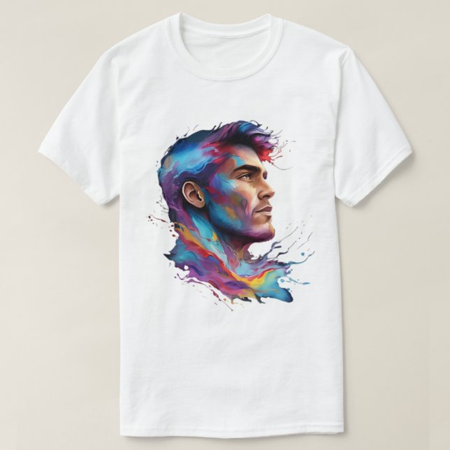 Färgfull konstnärlig Ansikte T-Shirt - Unik design (Design framsida)