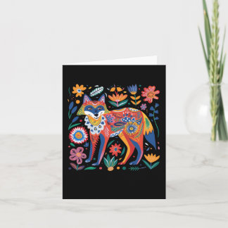 Färgfull konstnärlig foxillustration med intrikat kort
