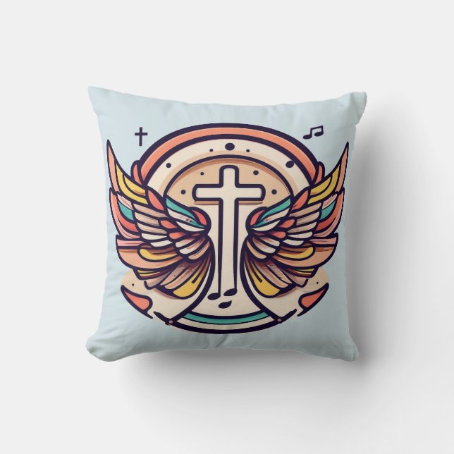 Färgfull Kor Agnel Vingar Rejoice Kudde (Framsida)