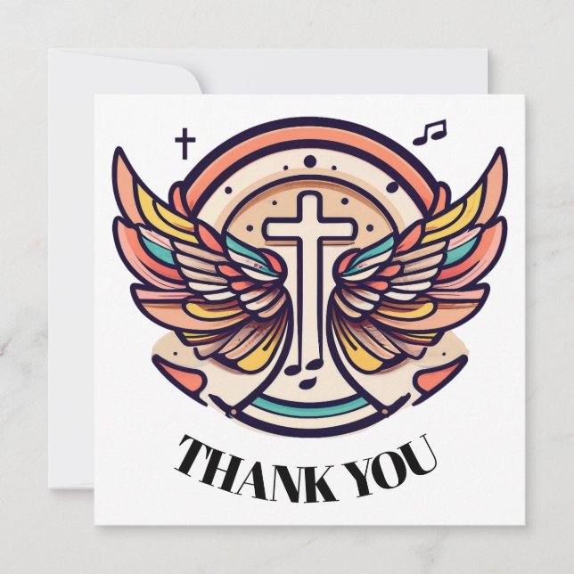 Färgfull Kor Agnel Vingar Rejoice Tack Kort (Framsida)