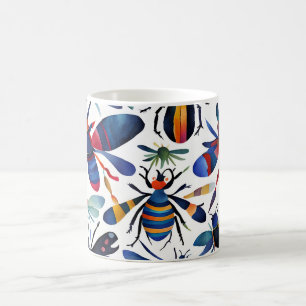 Färgfull Kryp Insekter konst Kaffemugg