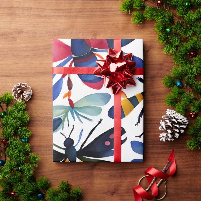 Färgfull Kryp Insekter konst Presentpapper (Julgåva)