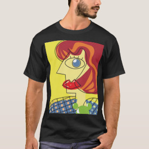 Färgfull kubism: Female Porträtt Art. T Shirt