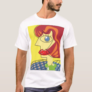 Färgfull kubism: Female Porträtt Art. T Shirt