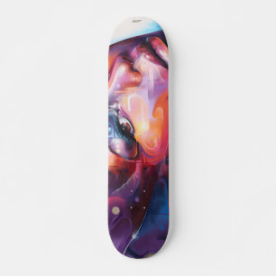Färgfull kvinnlig konst mini skateboard bräda 18,5 cm