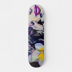 Färgfull kvinnlig konst mini skateboard bräda 18,5 cm