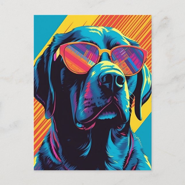 Färgfull Labrador med solglasögon Vykort (Framsida)